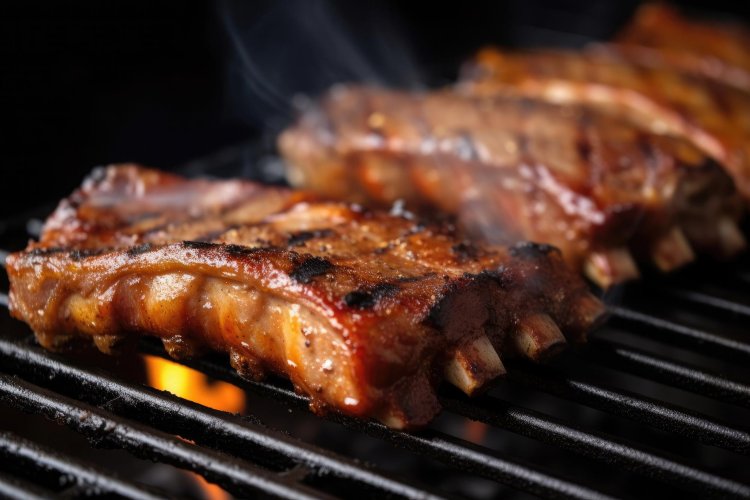 Weekend Barbecue Recommendation: Barbecue Pork Spareribs on Grill Over Coals